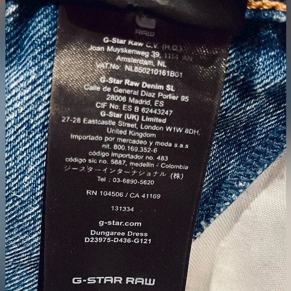 G-Star Raw Dungaree Dress, Blue Denim Overall Dress, Size XXS - Picture 9 of 13